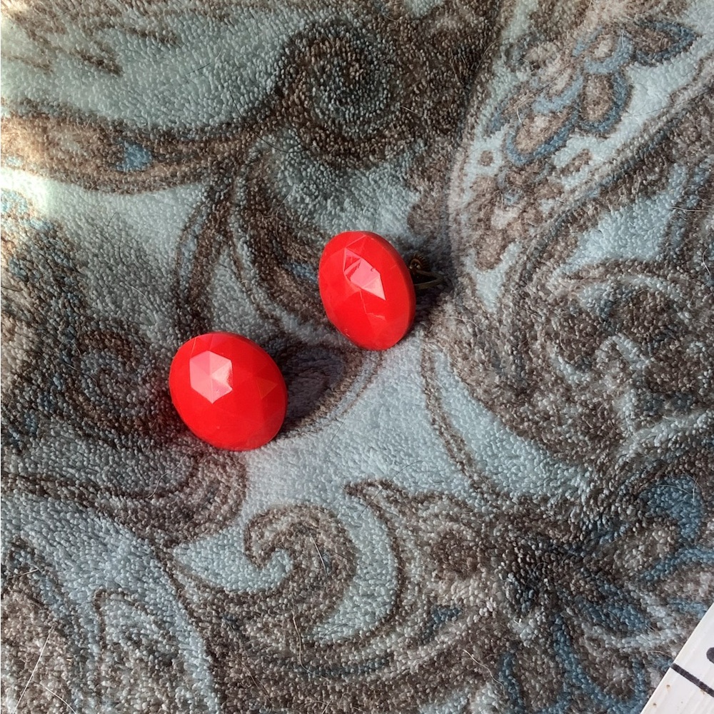 Bold Red Oval Earrings